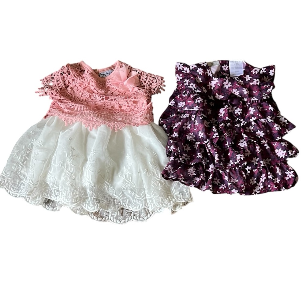 Girls Lot Of Two Size 6/9 Month Short Sleeve Casual And Formal Dresses